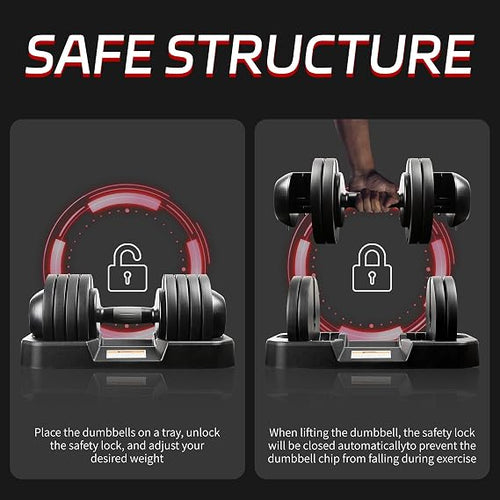 Adjustable Dumbbell Set with Weight Tray